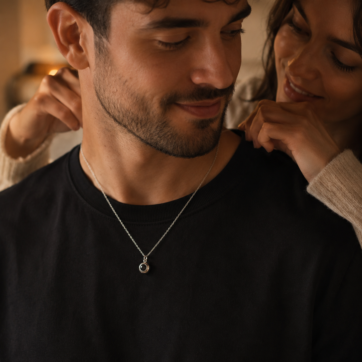 Personalised Classic Circle Photo Projection Necklace