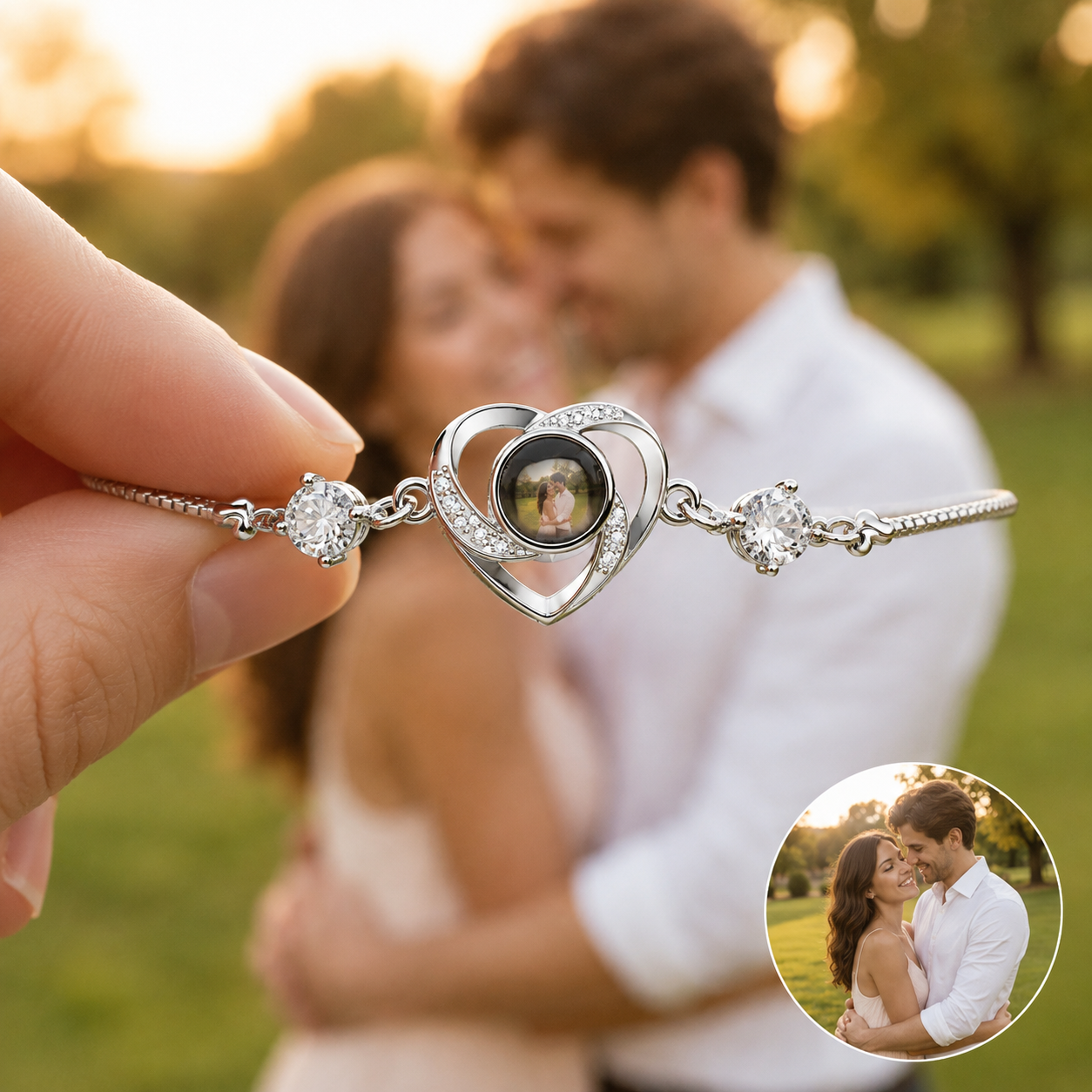 Personalised Photo Projection Heart Bracelet – Custom Picture Gift