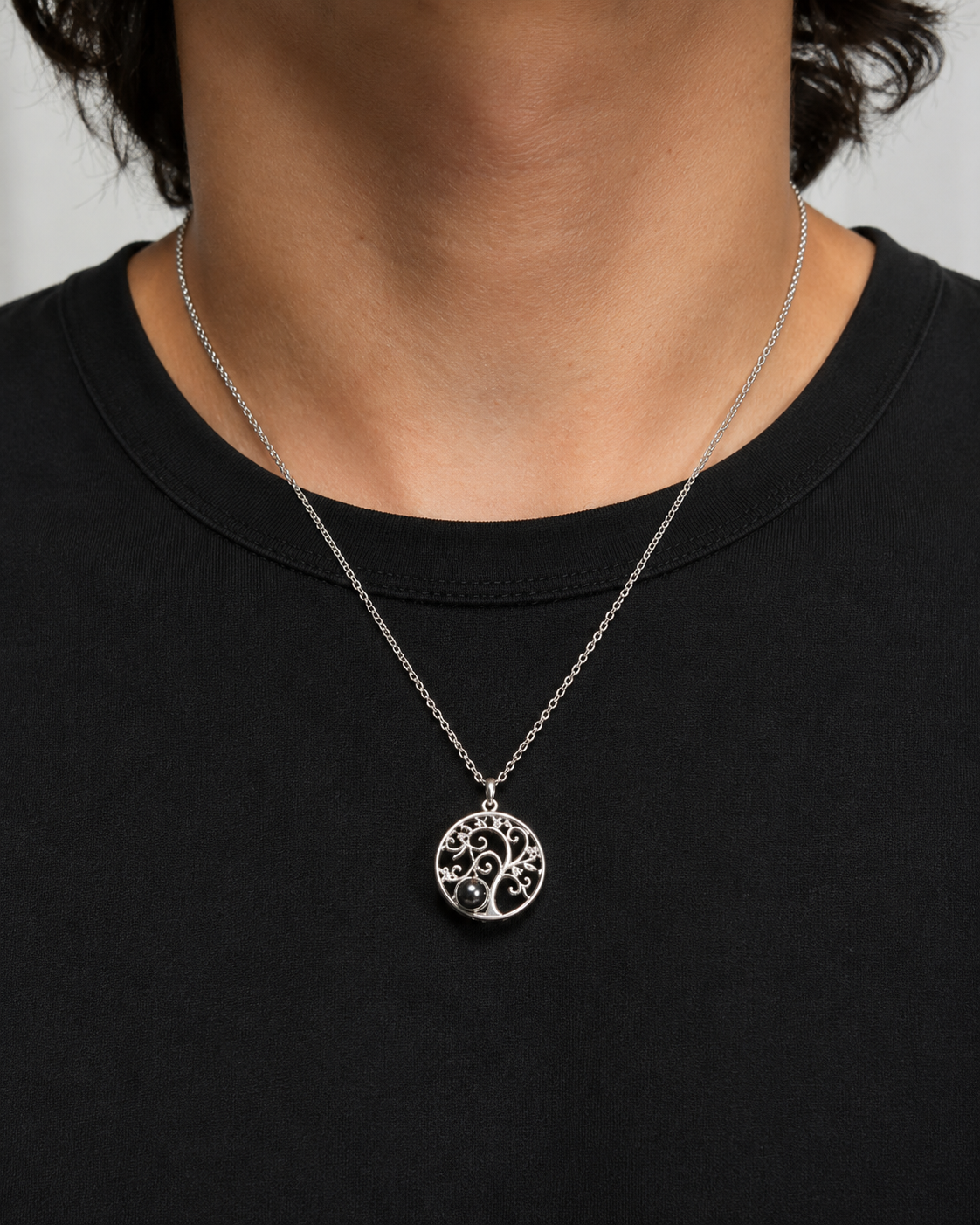 Personalised Tree of Life Photo Projection Necklace – Custom Family Gift