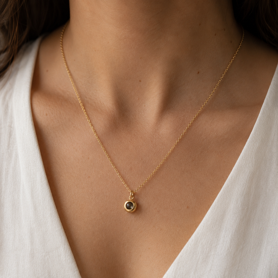 Personalised Classic Circle Photo Projection Necklace