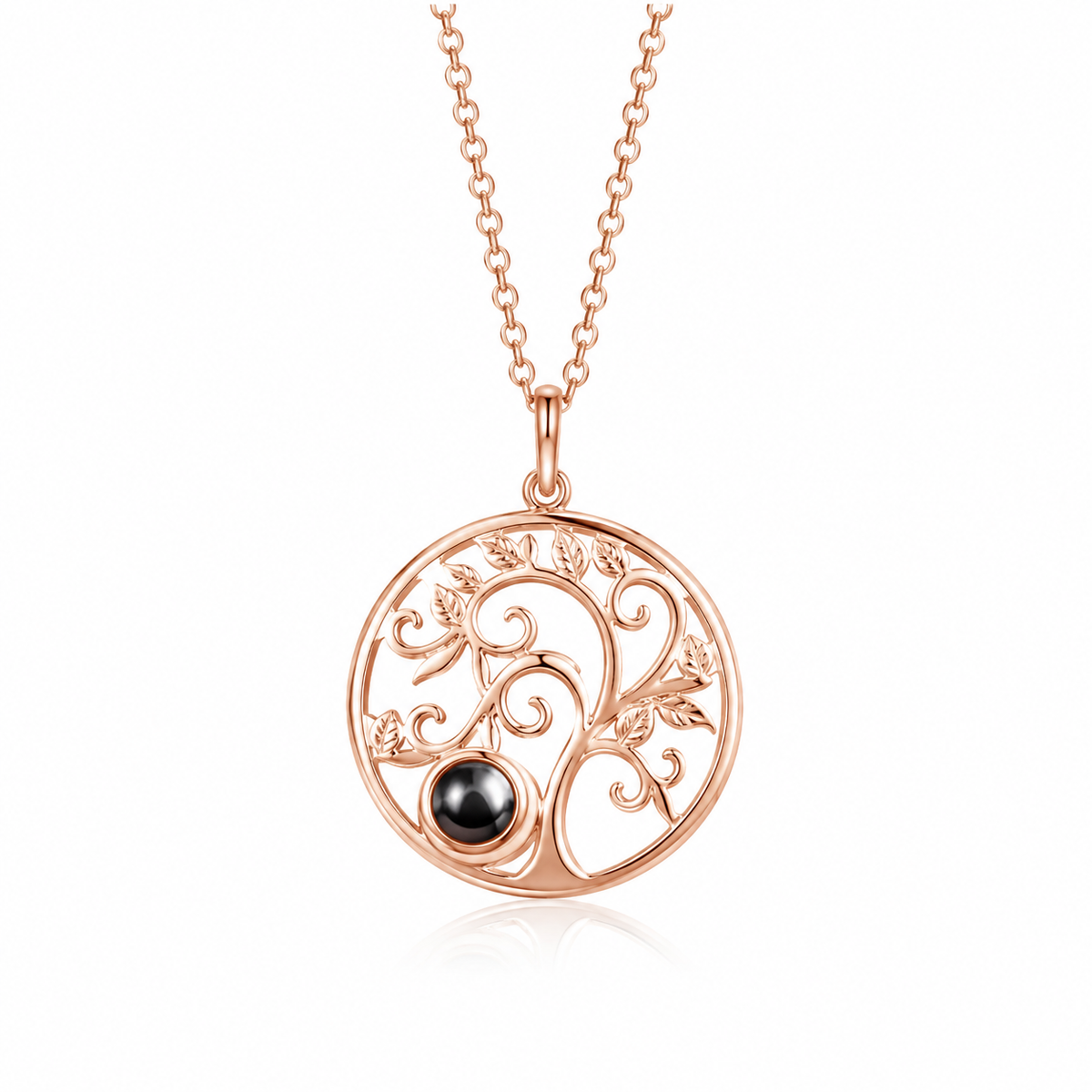 Personalised Tree of Life Photo Projection Necklace – Custom Family Gift
