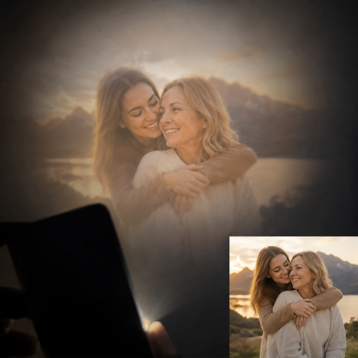 Personalised Mum Photo Projection Necklace – Custom “MOM” Heart Gift