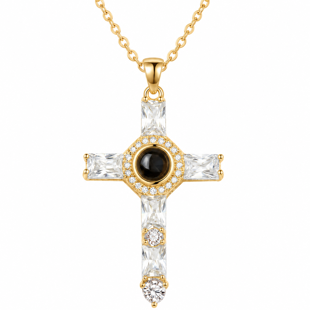 Personalised Classic Holy Cross Photo Projection Necklace
