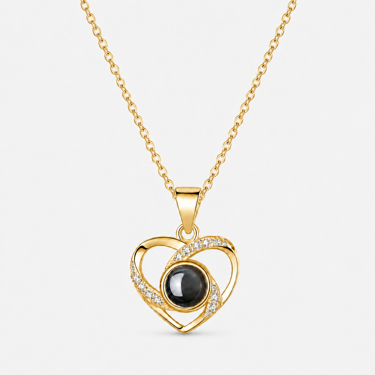 Personalised Sparkling Halo Heart Photo Projection Necklace