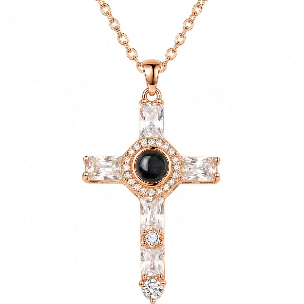 Personalised Classic Holy Cross Photo Projection Necklace