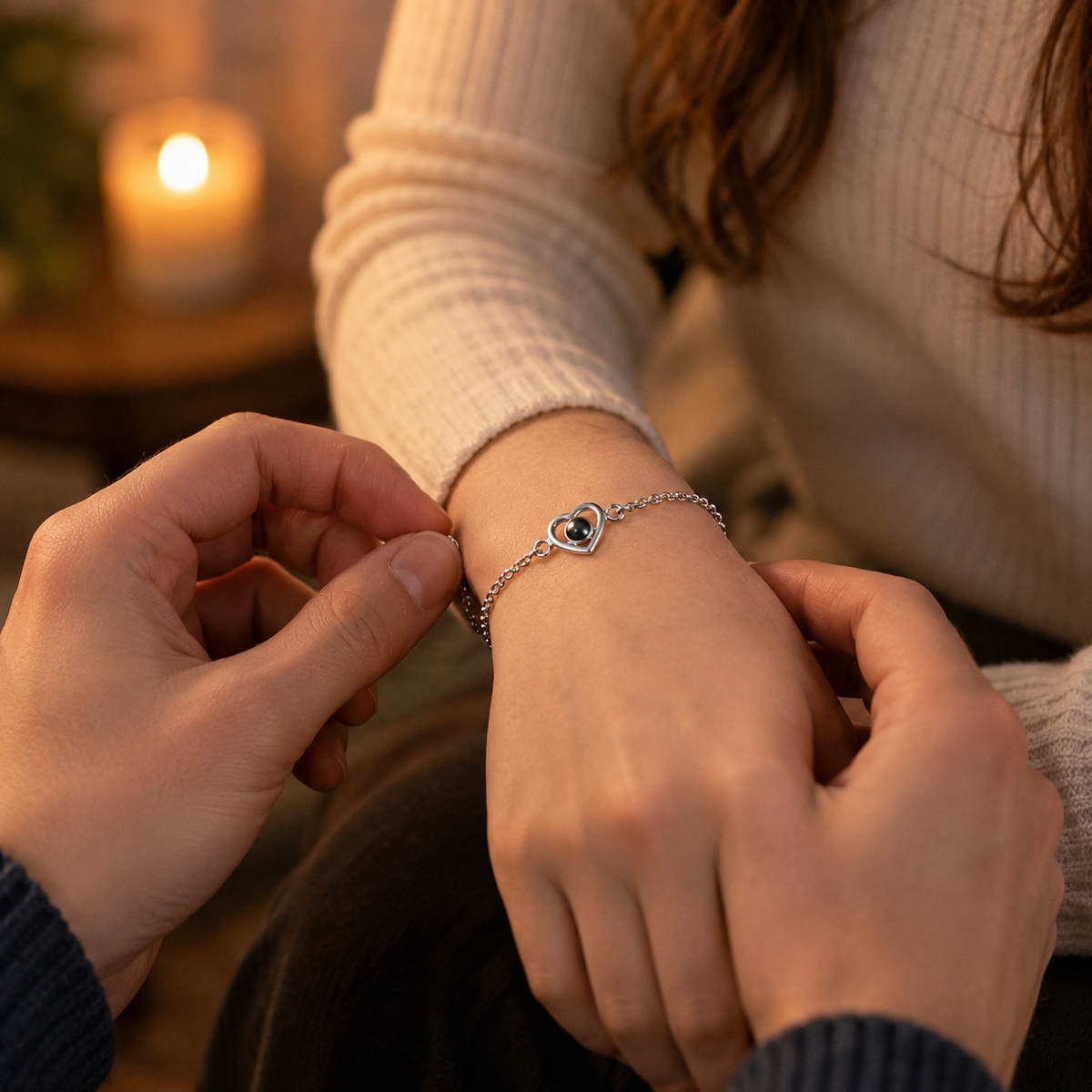 Personalised Classic Heart Photo Projection Bracelet