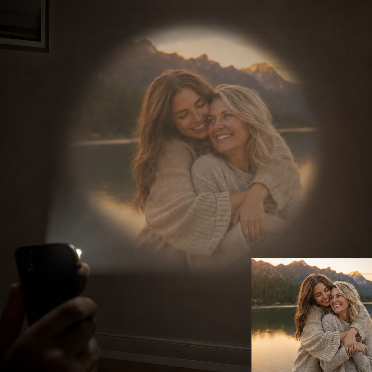 Personalised Divine Love Cross Photo Projection Necklace