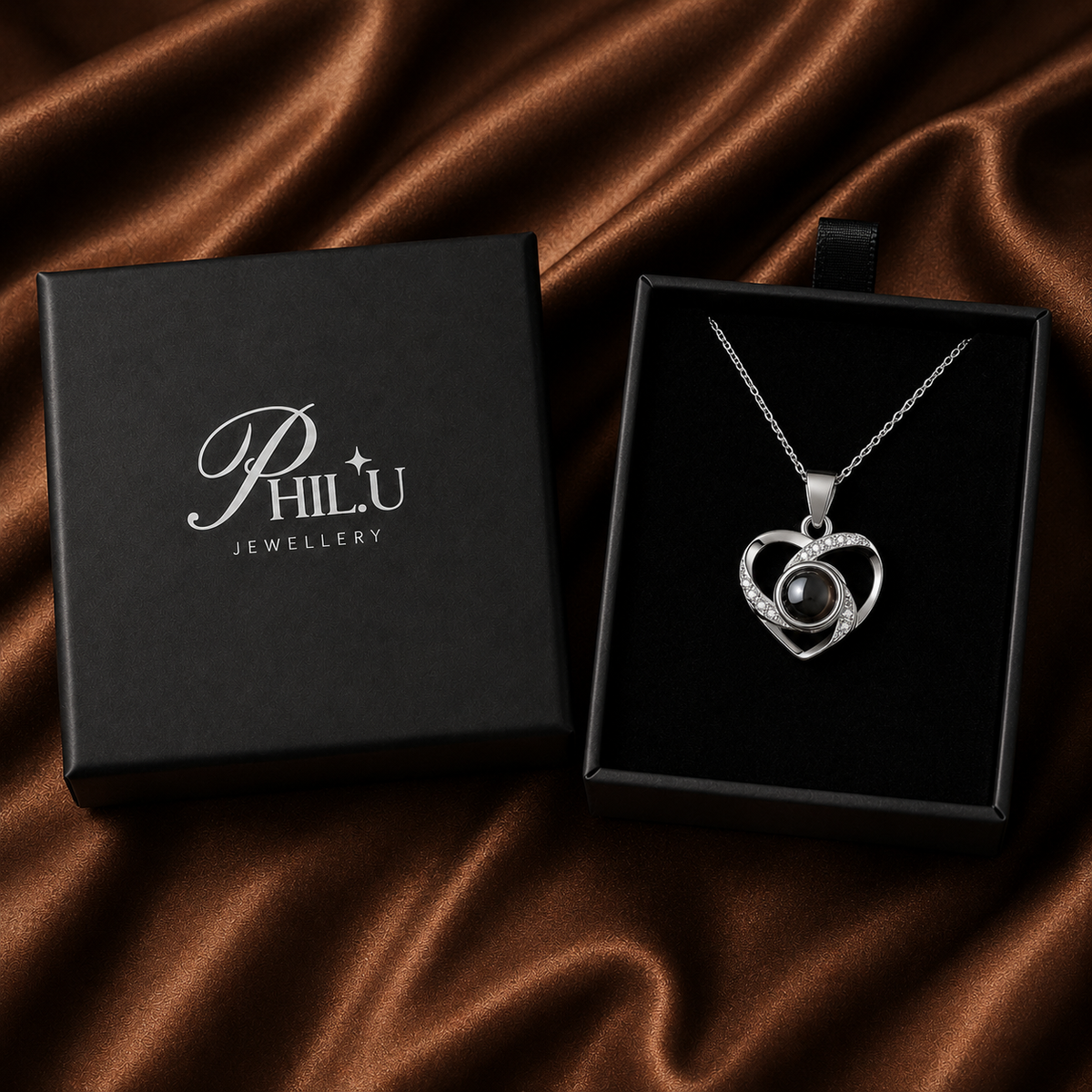 Personalised Mum Photo Projection Necklace – Custom “MOM” Heart Gift