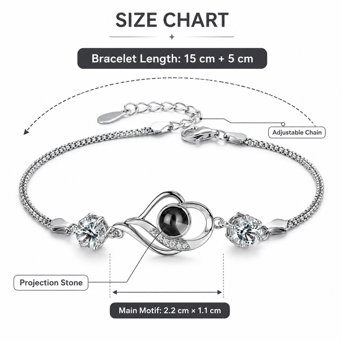Personalised Eternal Heart Photo Projection Bracelet